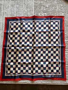 Newport Beach Red & Navy Geometric Silk Scarf